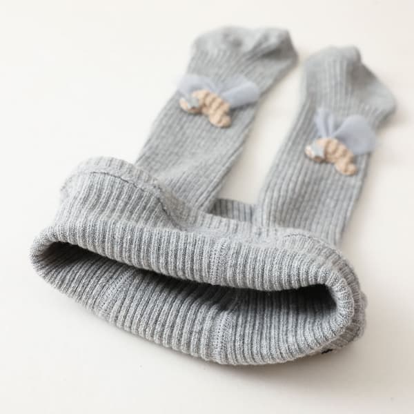 Leggings Strømpebukser Kammet Bomuld Dejlige Børn Strik Strømper til Forår Grå L (2-4 år) Egnet Højde 34,3-37,8 tommer