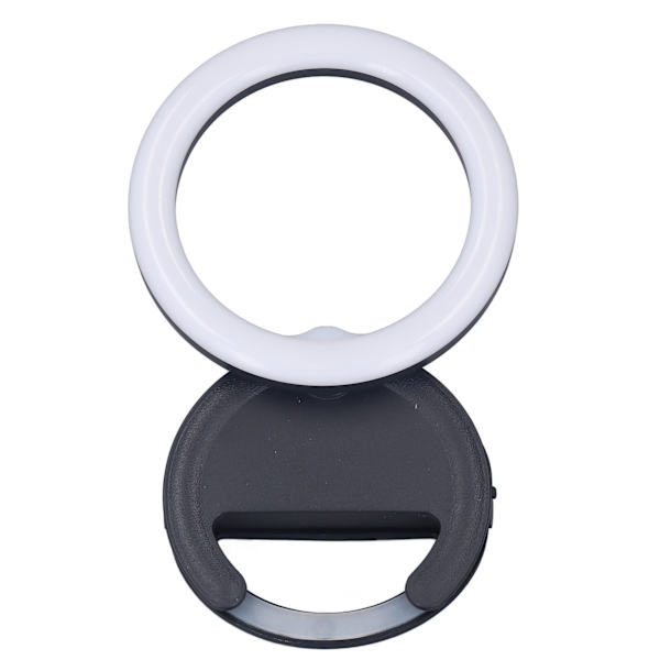 Clip On Ringlys til telefon 180 graders rotation 3 farver LED Selfie Ringlys til telefon Tabletter Bærbare computere Sort