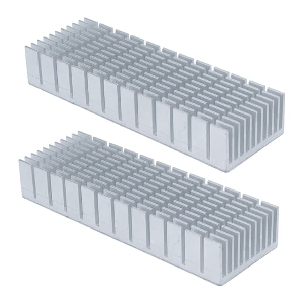 2 stk. aluminium køleplade modul med riller, varmeaflederplade CPU-køling 120mmx40mmx20mm med klæbemiddel
