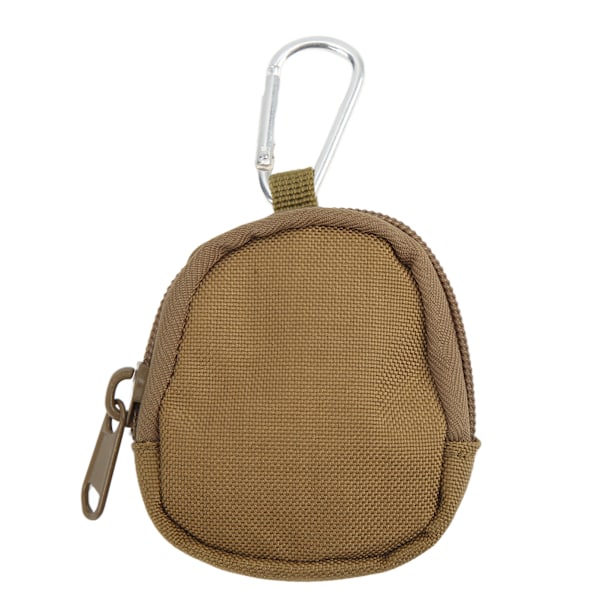 Mini Nyckelväska Bärbar Slitstark 1000D Rund Nylon Bärväska med Triangelspänne för Utomhus Hörlurar Tan