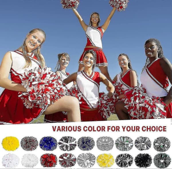 4 stk. cheerleading-pomponer til cheerleader-kostume til kvinder, 2 par cheer-pomponer Red White