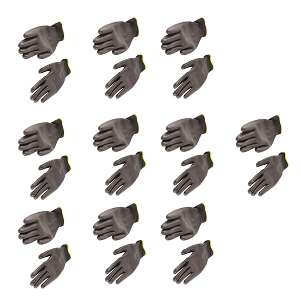 10 par sikkerhedsarbejdshandsker PU-belagte statisk sikre nylon Generel sort med rød kant 8(M)