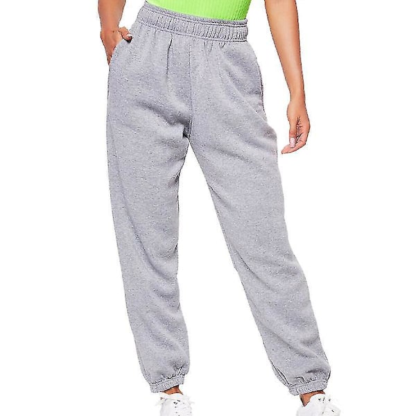 Avslappnade Oversize Joggers för Kvinnor i Grått - Elastiska Gym Byxor