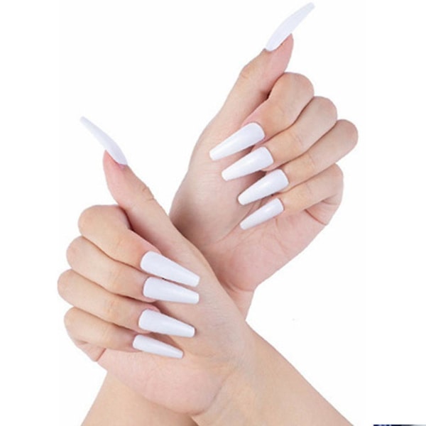 Nail Manicure Piece Fuld Sticker Bær Lang Ballet Fake Nail Piece Patch Ensfarvet T-negl