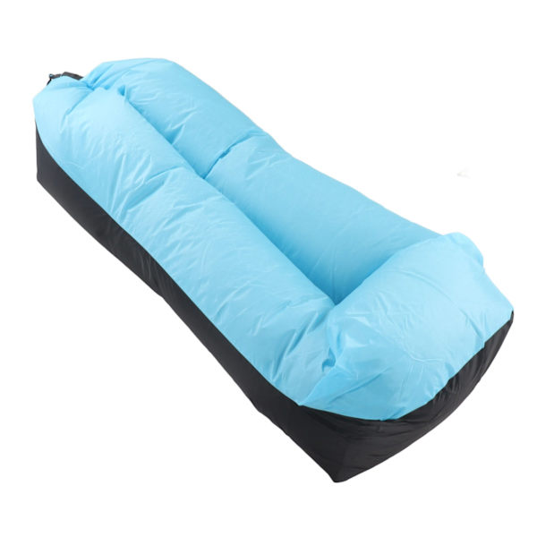 Oppblåsbar sofa 6,1 fot lang 2,3 fot bred Oxford-stoff Lett Oppblåsbar solseng for Camping Strandturer Svart og Blå