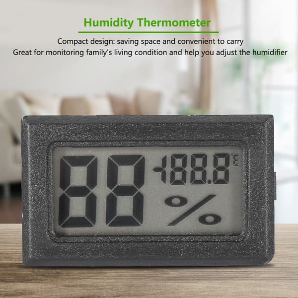 Digital LCD-hygrometer indendørs termometer luftfugtighedsmåler til hjem, kontor, drivhus (sort)