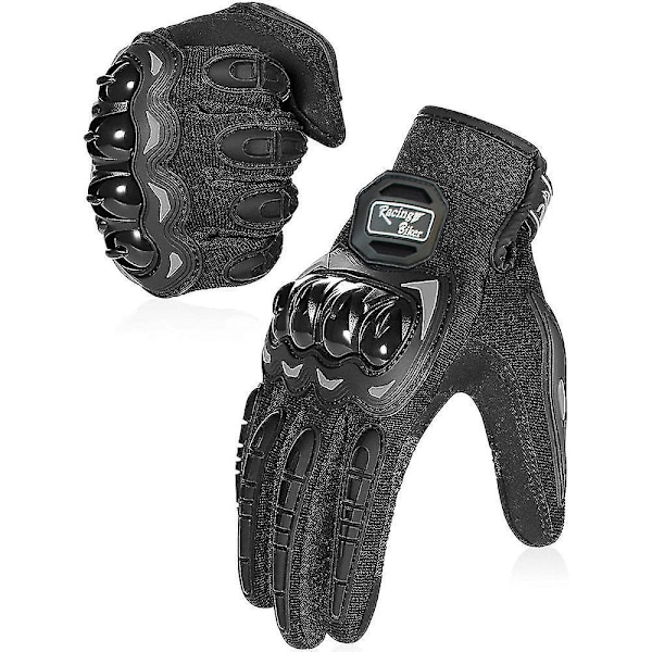 Breathable Touchscreen Motorcycle Racing Gloves - Black