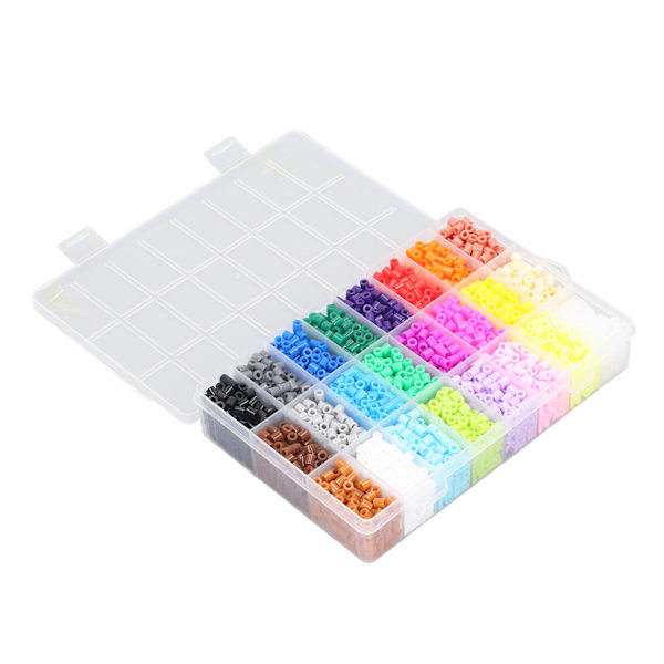 5 mm 6300 st Fuse Beads Kit DIY 24 färger Smältpärlor Kit för barn Inkluderar 3 vita pappersbitar 12 färgglada pappersbitar