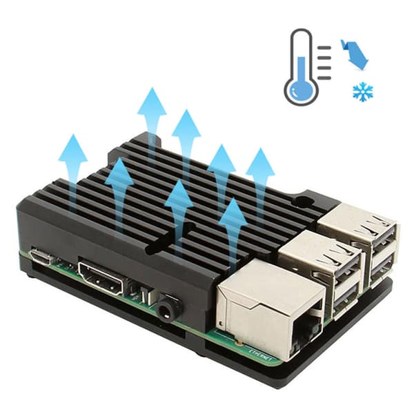 Moderkort i aluminiumlegering Kylskallåda Svart Passar Kompatibel med Raspberry Pi 3rd Model B 2b 3b