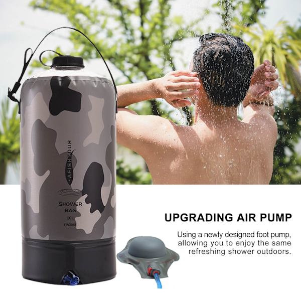 10L Campingbruserpose Udendørs Bruserpose PVC Bærbar Solbruserpose Camping Vandopbevaringspose
