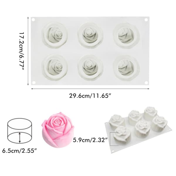 6-hulls Rose Mousse Kakeform Feriefest DIY Håndsåpe Sjokolade Bakeform