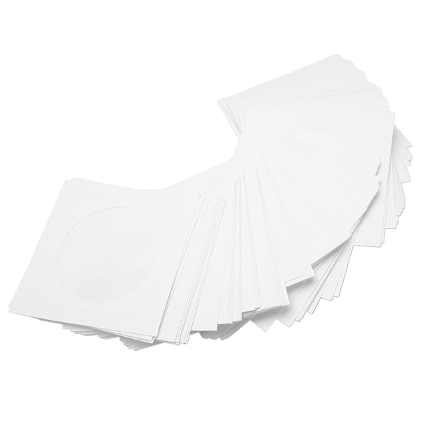 100-pack cd-dvd-fodral, tjocka, återanvändbara, dammtäta skivfodral med flik, genomskinligt fönster för 8 cm skiva
