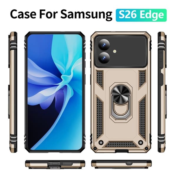 Mobilcover til Samsung Galaxy S26 Edge Plast Med Stander - Guld