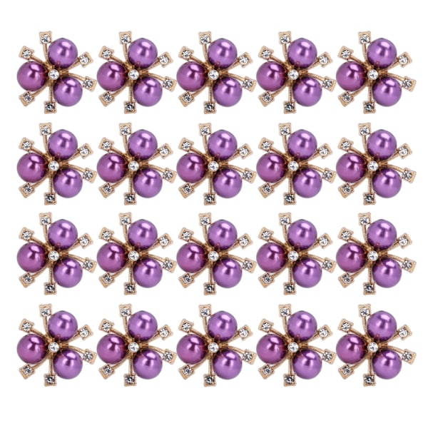 20 stk. Perleblomst Rhinestones DIY Tøj Manchet Broche Mode Smykketilbehør Lilla