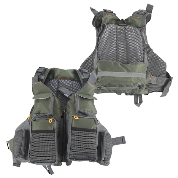 Fluefiskevest Multipocket Vest Justerbar Fiske Redningsvest med Flytedyne