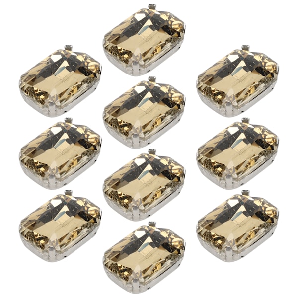 10 stk. Sy På Rhinestones Krystaller Skinnende Knapper Dekorasjon for DIY Håndverk Klær Sko Vesker 1,8 x 2,8 cm Lys Brun Rektangulær