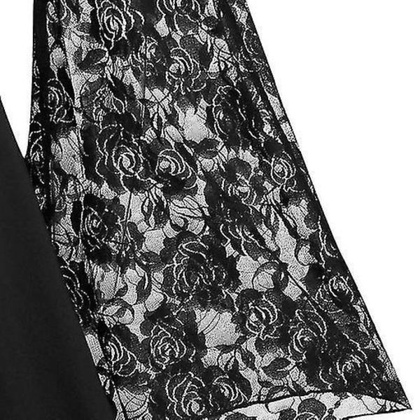 Gotisk Blonder Halloween Middelalder Lolita Kjole Sort 4XL