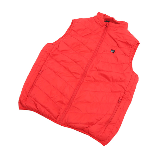 USB Elektrisk Oppvarmet Vest DC 5V Nylon og Polyester Rask Oppvarming Lett Vaskbar Elektrisk Vest for Menn Kvinner Rød 2XL