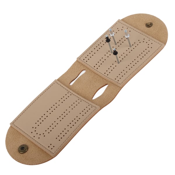 Læder Cribbage Brætspil Sæt med Nål Letvægts Brun 2 Spor Læder Spilpose Scoreboard til Pepple Over 8