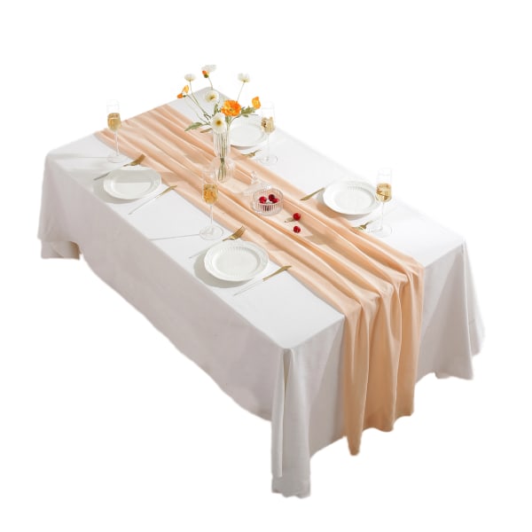 Chiffon table runner simple solid color table runner wedding banquet party home use - apricot 30*300cm (material: 100D chiffon fabric)