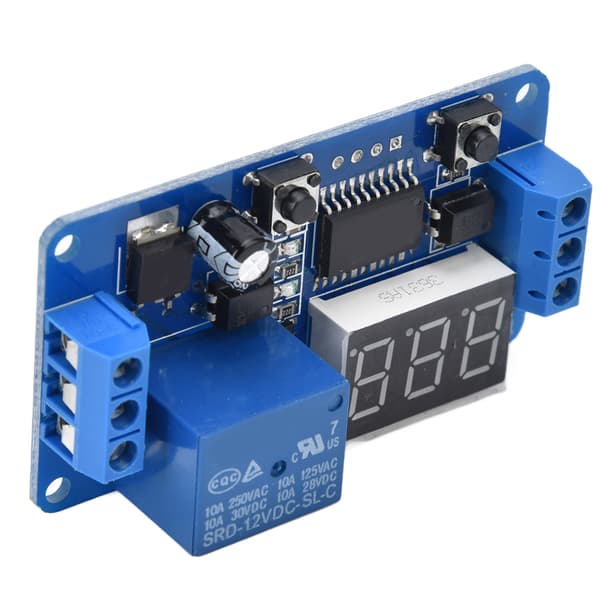 12V tidskontrollomkopplare Intermittent oändlig MCU-cykeltidrelämodul med LED-display