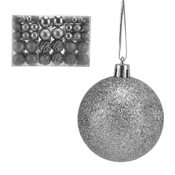 100 st julkulsprydnader splittringssäkra hängande bollar för julgransfestdekorationSilver