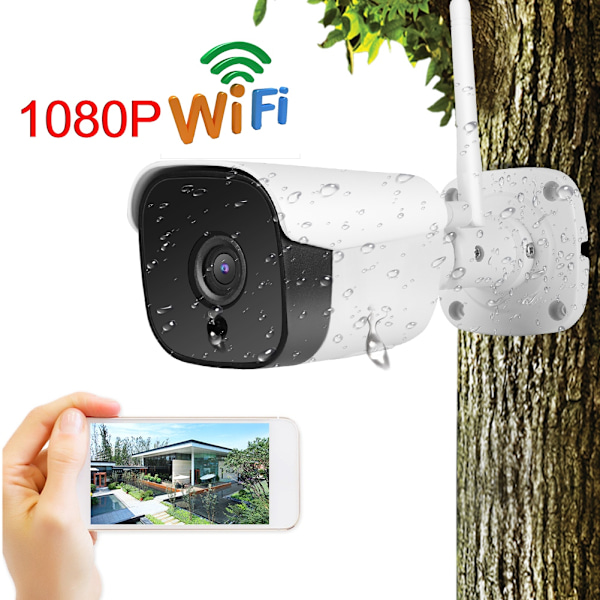 Udendørs 1080P Wifi IP66 IR IP-kamera Nattesyn Sikkerhedskamera 100-240V til yoosee (EU-stik)