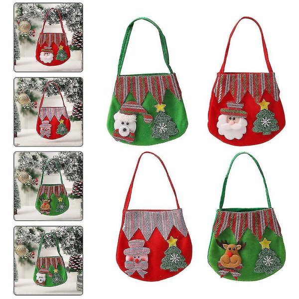 4 kpl Xmas Handheld Candy Bag Lahja Säilytys Pussi Candy Säiliö Apple Pussit