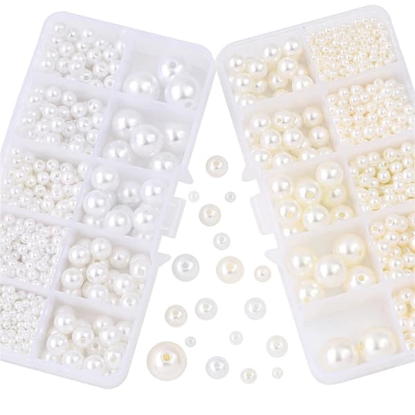 Akrylperler 800 stk, Smykkefremstilling - DIY - Perleimitasjon Creme