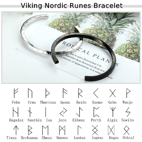 2 STK Viking armbånd Mobius menn Viking mansjett armbånd rustfritt stål norrønt sølv/svart