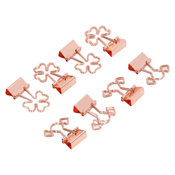 30st små pärmklämmor Rose Gold Clover Candy Style Stark klämmande metallpappersklämmor för hemskolakontor