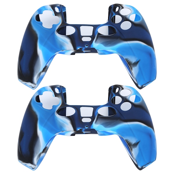 2 stk Gamepad Beskyttelsesetui Kamuflasje Silikonetui Skin for PS5 Game Controller Camo Blå
