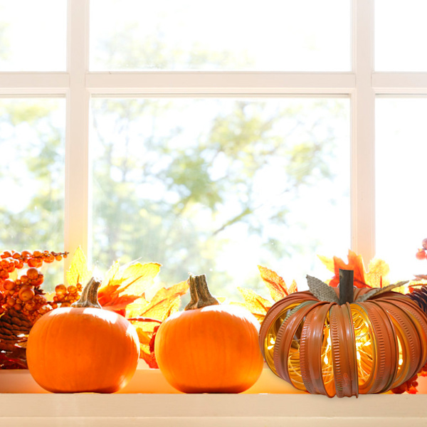 Höstdekor Ljus upp burklock Pumpa Halloween-dekor för hem Kök Bondgård Höst Thanksgiving Veranda Bordsmantel