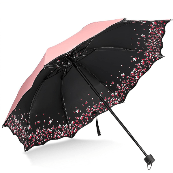 Sakura Sateenvarjo tuulenpitävä Anti Rain/Aurinko, Kirsikankukka Taittuva Sateenvarjo