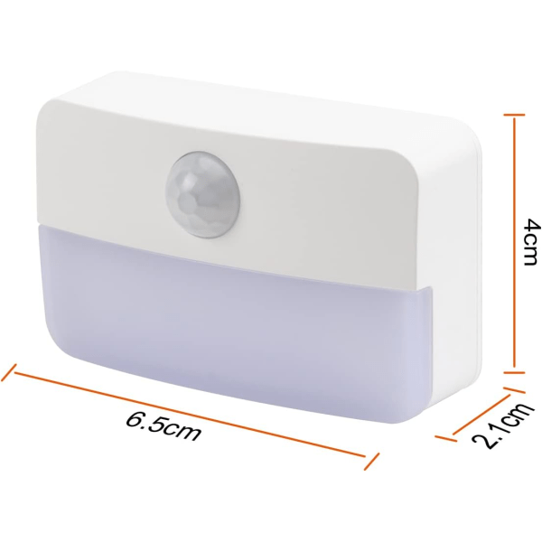 Natlys m/bevægelsessensor, 2 LED kabinetlys, batteridrevet, varm hvid. Perfekt til garderobe, køkken, soveværelse.