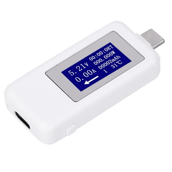 【NX】TypeC Tester Multifunktionell dubbelriktad strömspänning DC Digital Voltmeter (Vit)