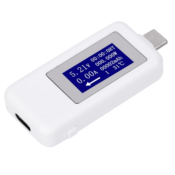 TypeC Tester Multifunktionel Dobbeltrettet Strømspænding DC Digital Voltmeter (Hvid)