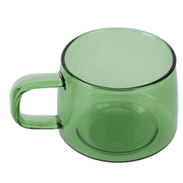 Gennemsigtig kaffekop 250 ml borosilikatglas kop te vand mælkekrus med håndtag grøn