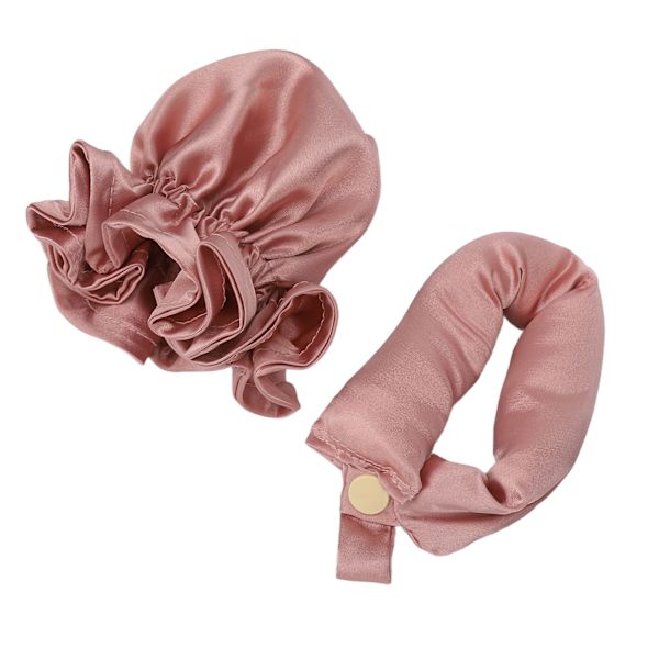 Kvinner Varmefri Hårcurlere Hodebånd Bærbar Satin Sov i Hårcurlere Hodebånd Dusty Rose