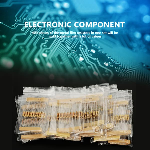 400 stk. 1/2W 16 værdier 10ohm-1Mohm kulmodstandssæt sortiment komponenter kit