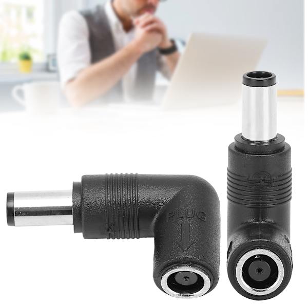 2 st hona till hane-adapter svart för HP/Dell rakt till armbåge 7,4 x 5,0 mm till 7,4 x 5,0 mm