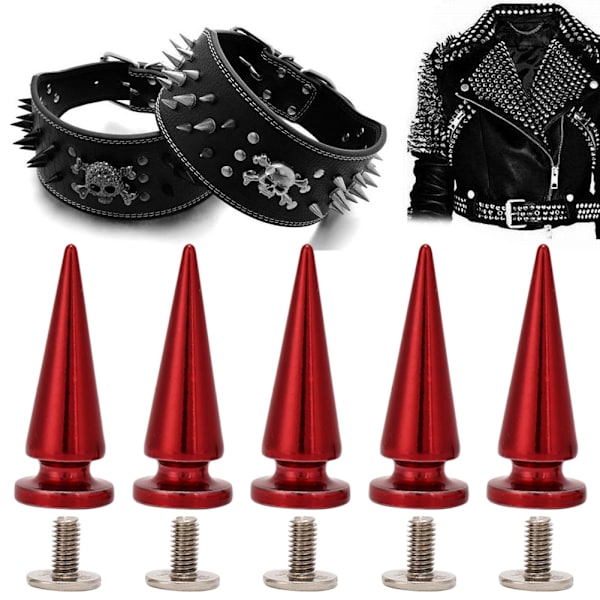 10 set 10*26 mm kopparkulnit metalltapp med skruvset för DIY-läderväska Sko (röd)