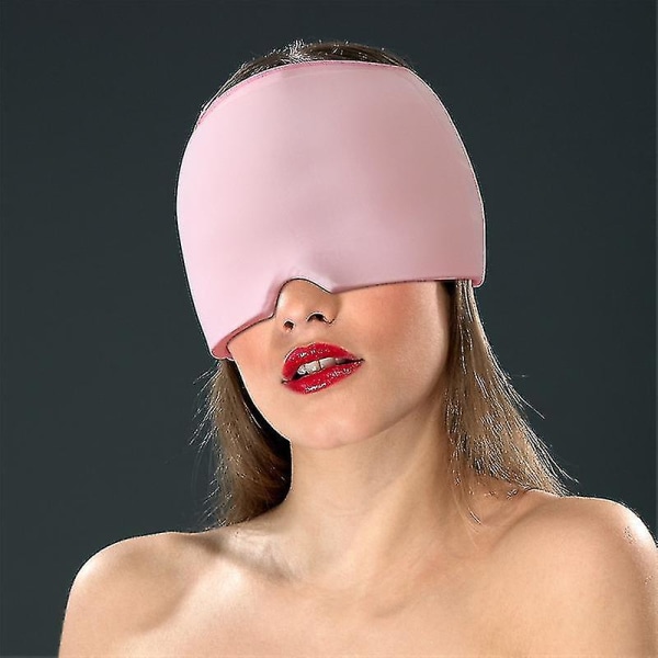 Päänsärkyä/migreeniä lievittävä hattu Monikäyttöinen joustava kylmäkompressihuppu Pink