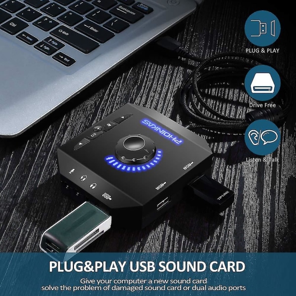 Externt ljudkort, Externt USB-ljudkort Stationär dator Notebook Ps4 External 7.1 Independent Audio Converter