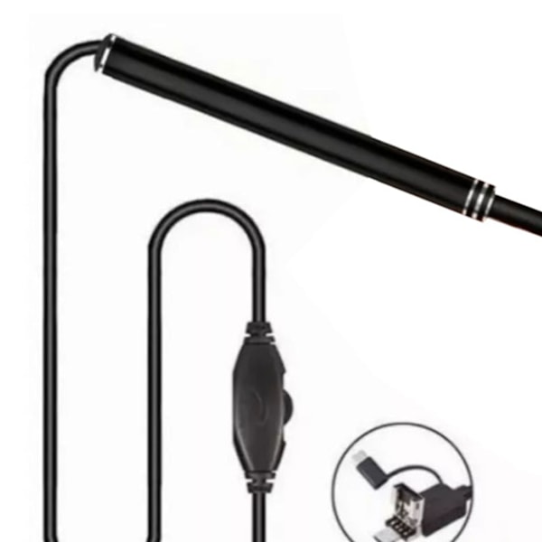 Digital Otoscope Camera Ultra Clear View 6 LED-lampor IP67 Vattentätt Ear Scope Endoskop för Android OTG Svart 5,5 mm