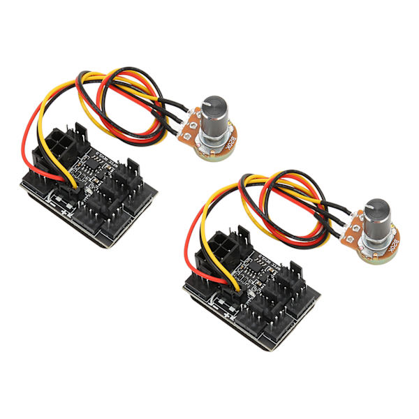 2 stk PC-vifte-styring 3-pin 4-pin vifteadapter PWM PC-kabinett kjøleviftehub 8-veis splitter 12V hastighetsstyring