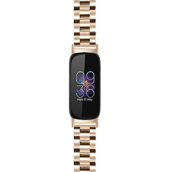 Håndledsrem kompatibel med Fitbit Inspire 3 rustfrit stål 3 perler erstatnings smarturrem Champagne