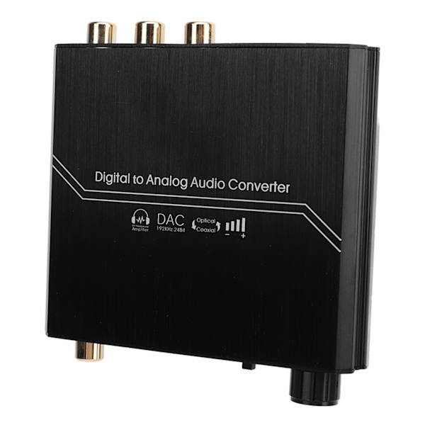 192KHz Digital till Analog Ljudkonverterare med Volymjustering Digital Optisk Koaxial till Analog Stereo RCA 3,5 mm Jack Konverterare