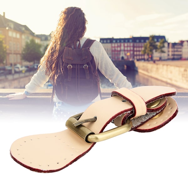 1 Stycksväska Spänne Lås Ko Split Läder DIY Handgjorda hårdvarutillbehör med bronsbeslag (Naturlig)