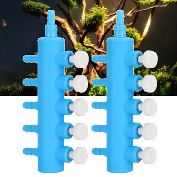 2 stk Akvarie Luftdeler Luftrør Fordeler Akvarium Oxygenpumpe Adapter Tilbehør 5-vejs